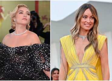 Florence Pugh se luce con vestido traslúcido en Venecia junto a Olivia Wilde