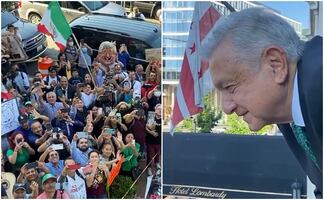 Decenas de mexicanos dan la bienvenida a AMLO en su hotel de Washington (VIDEO)