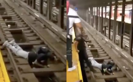 Policía salva a hombre de ser arrollado por el metro en Nueva York (video)