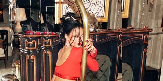 Rihanna conquista con leggings rojos en sesión de impacto