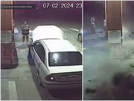 Explota auto en una gasolinera; traía 20 kilos de cocaína en el tanque de gas. VIDEO