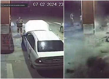 Explota auto en una gasolinera; traía 20 kilos de cocaína en el tanque de gas. VIDEO