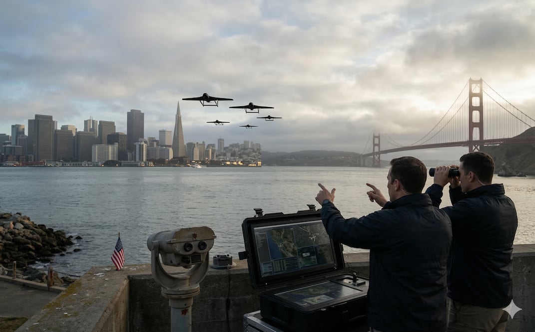 Alerta en EU: el FBI advirtió sobre posible ataque con drones de Irán frente a la costa de California. Foto IA