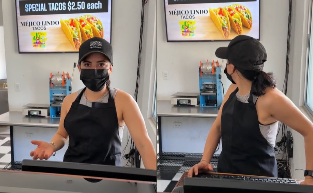 Empleada de restaurante de tacos en EU se niega a hablar en español; “vete a tu país”, dice. Foto: Captura TikTok