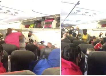 Pasajeras de avión desatan disputa por cubrebocas; se van a los golpes
