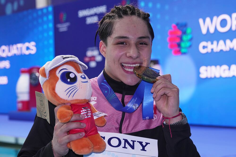 Osmar Olvera: se convierte en campeón mundial de trampolín derrotando a los chinos. Foto: AP /Ng Han Guan