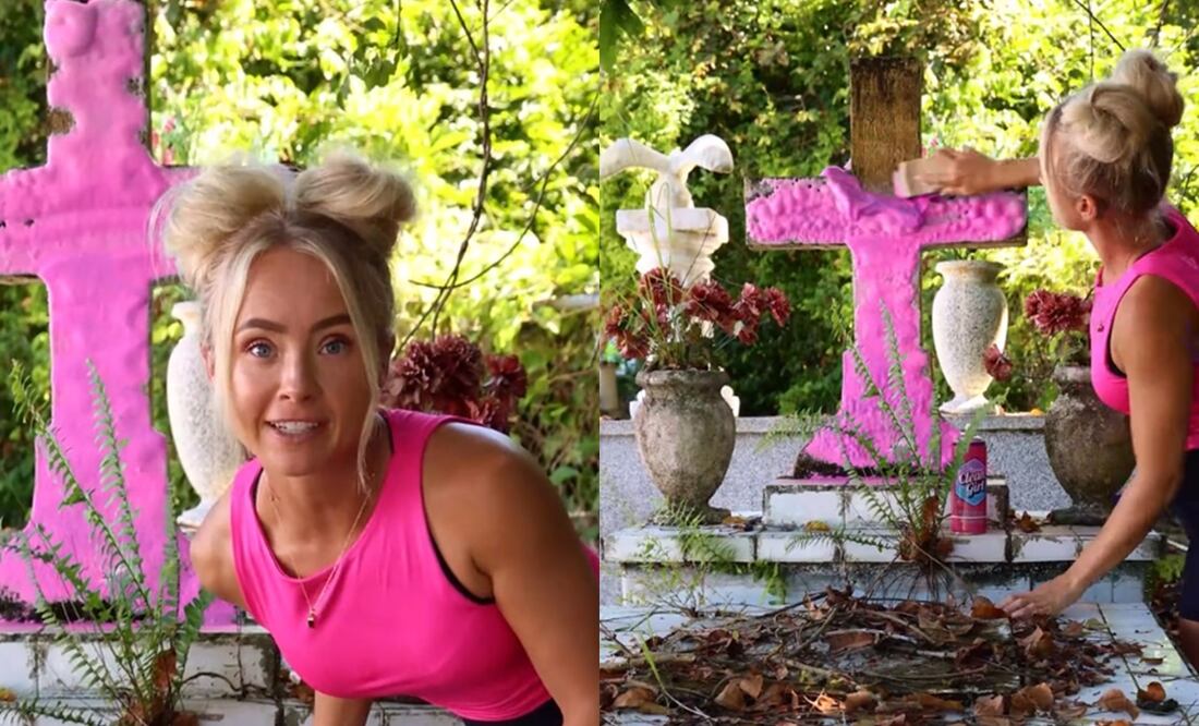 Influencer limpia tumbas abandonadas y es criticada por hacerlo sin permiso. Foto: Captura TikTok