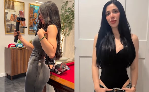 Emma Coronel presume cintura con un vestido entallado; VIDEO desata reacciones