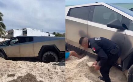 Cybertruck queda atascada en playa de Yucatán, zona protegida por anidación de tortugas. VIDEO