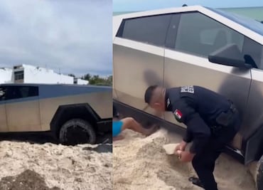 Cybertruck queda atascada en playa de Yucatán, zona protegida por anidación de tortugas. VIDEO