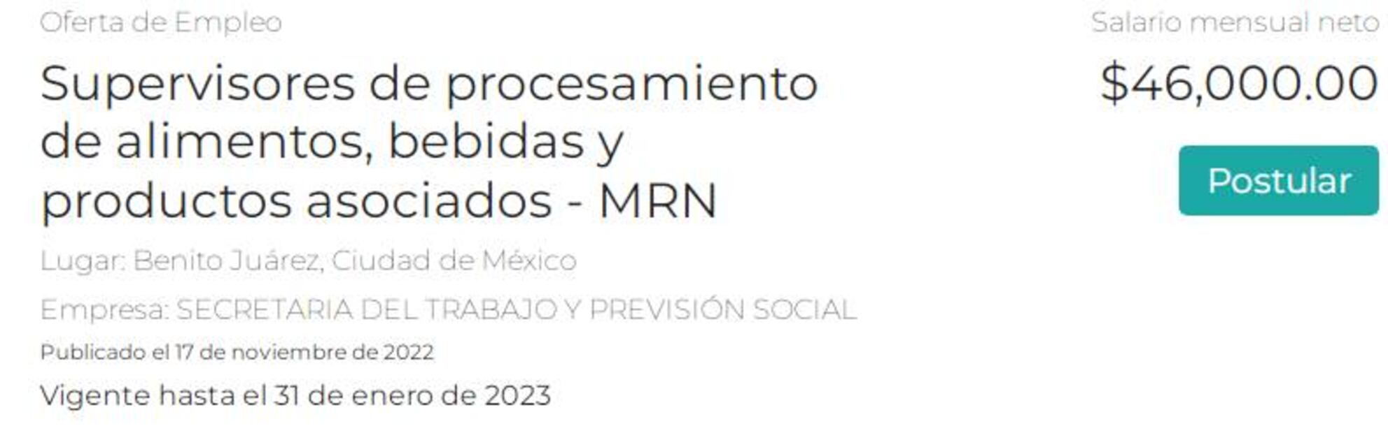 Trabajo en el extranjero: solicitan mexicanos para supervisar procesamiento de alimentos