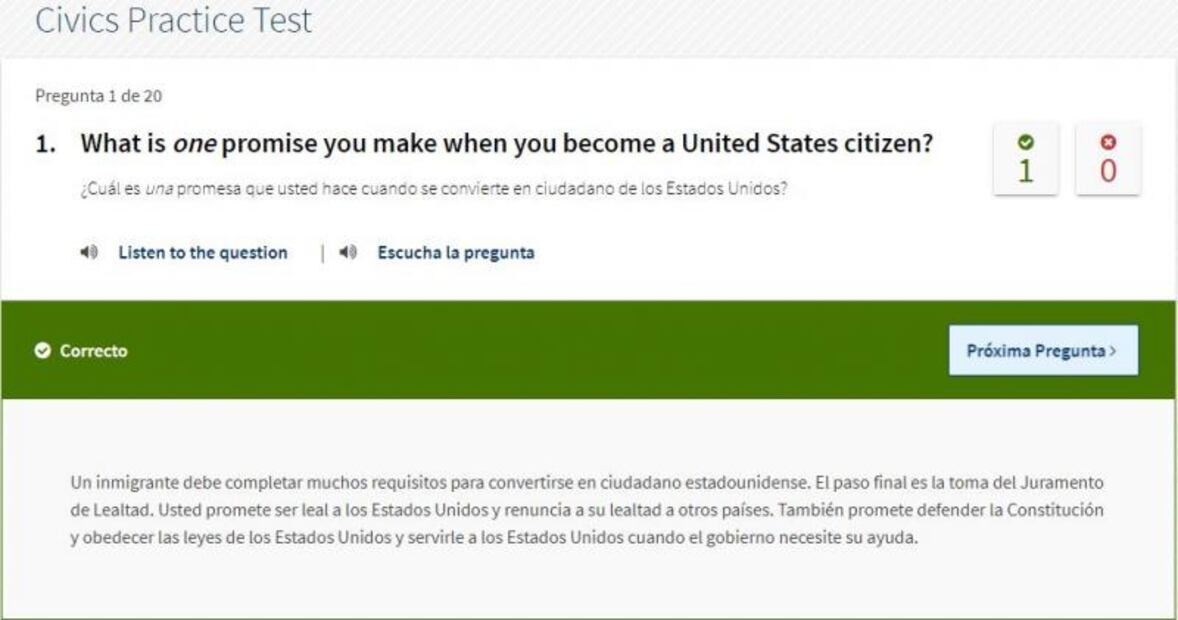 Así es el autoexamen para estudiar y obtener la ciudadanía de EU