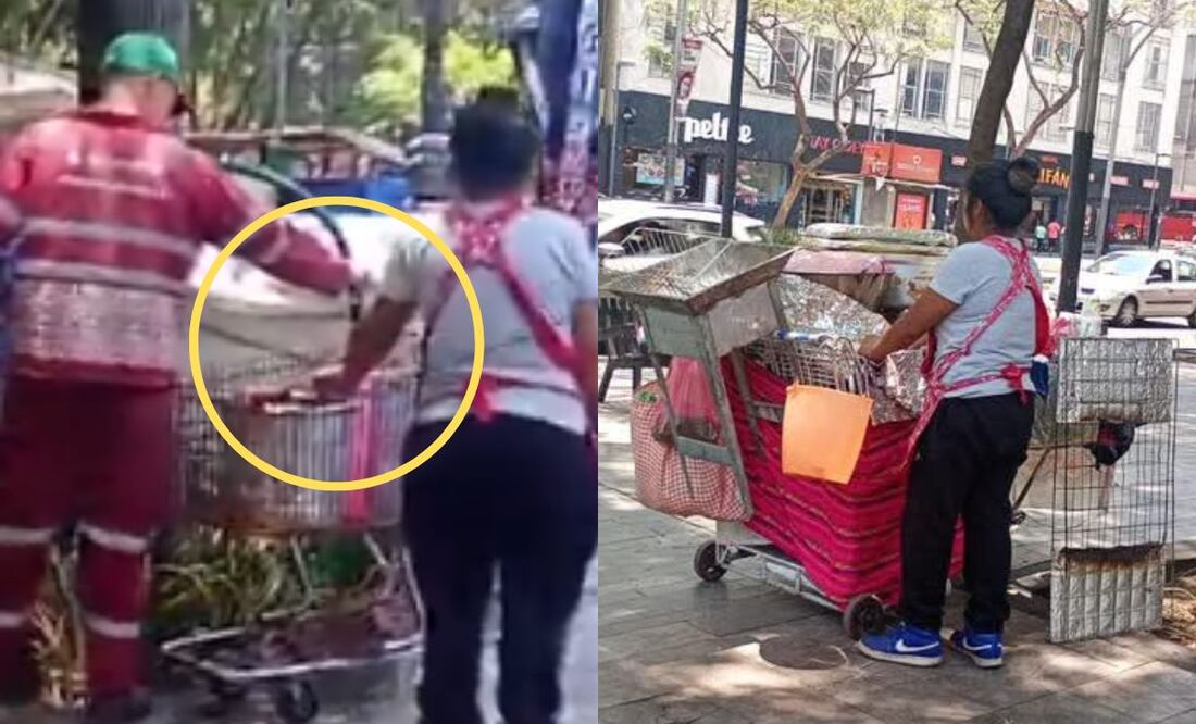 Exhiben a vendedora de elotes por rellenar olla con agua destinada para jardines de la Alameda, CDMX| Imágenes: Video 'X' @Gposiadeoficial