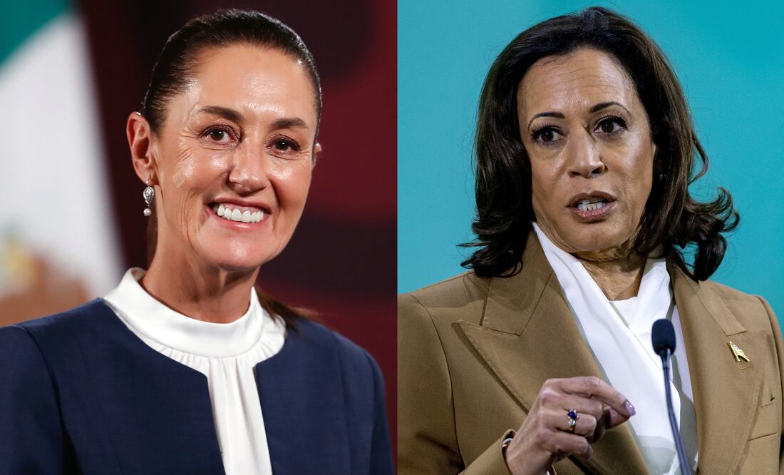 Claudia Sheinbaum y Kamala Harris hablan sobre migración entre México y Estados Unidos. Foto: EFE