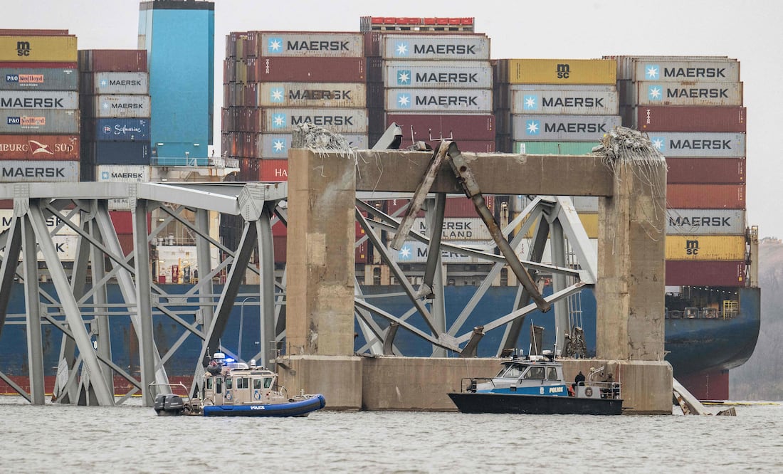 Puente en Baltimore: Buque que chocó contra puente tiene 56 contenedores con material peligroso (Photo by Jim WATSON / AFP)