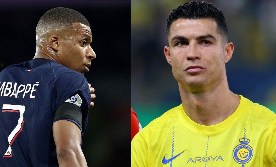 Cristiano Ronaldo a Mbappé: "Emocionado de verte iluminar el Bernabéu". FOTOS: AFP / Franck Fife AFP / Fayez Nureldine