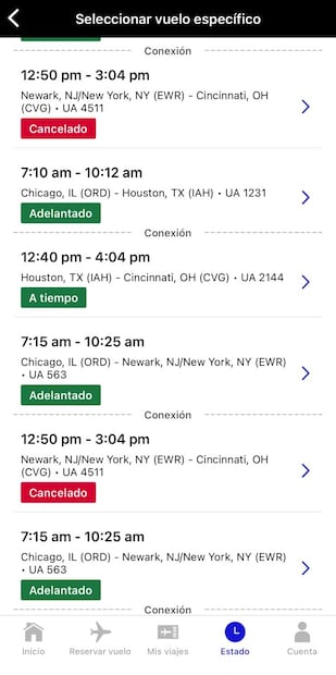 Foto: UNITED AIRLINES APP