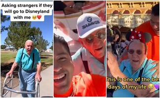 “Es uno de los mejores días en mi vida”, tiktoker lleva a veterano de 100 años a Disneyland