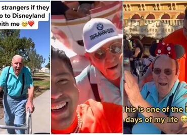 “Es uno de los mejores días en mi vida”, tiktoker lleva a veterano de 100 años a Disneyland