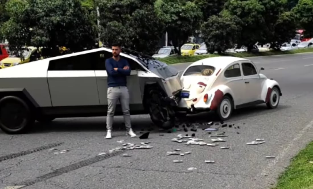 Tesla Cybertruck queda destruido tras chocar con un Vocho: “lo de antes era mejor”, dice. Foto: Captura Instagram