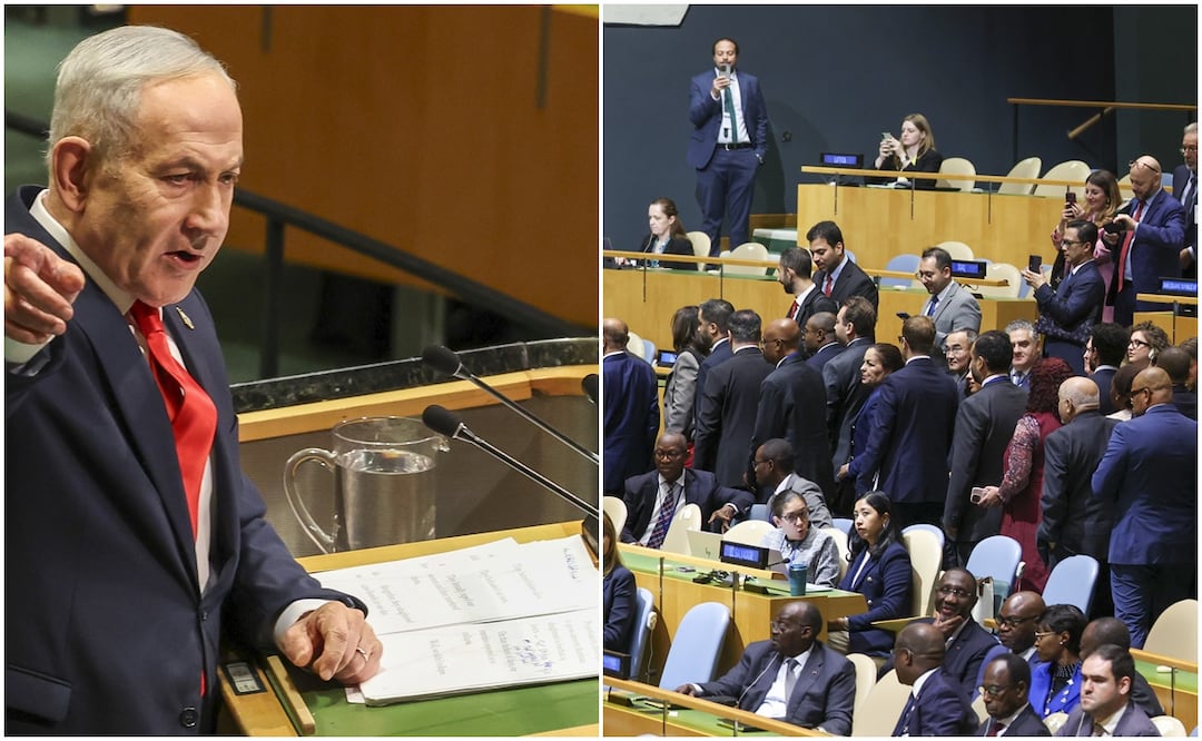 Netanyahu enfrenta un éxodo en la ONU y responde: “cobardes morales”. VIDEO. EFE/EPA/SARAH YENESEL