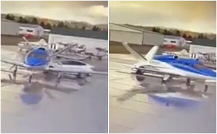 Video. Tesla sin conductor choca con millonario jet privado