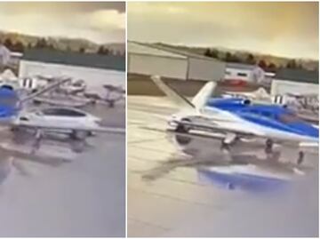 Video. Tesla sin conductor choca con millonario jet privado