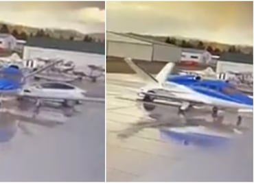 Video. Tesla sin conductor choca con millonario jet privado