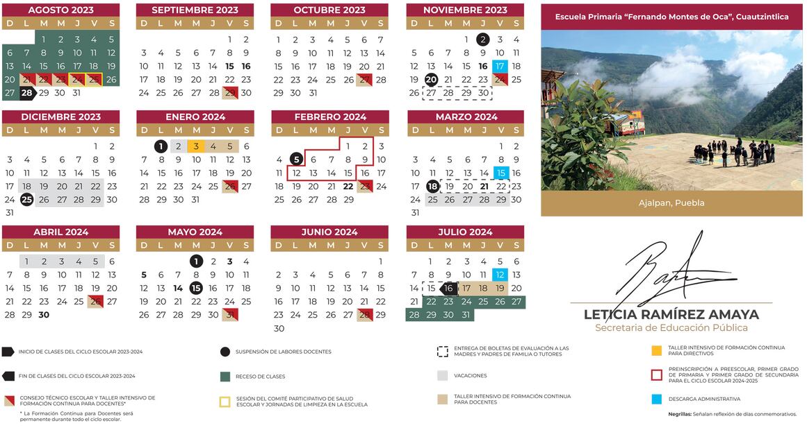 Calendario escolar 2023-2024. SEP