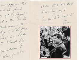 Revelan contenido de cartas que John F. Kennedy envió a su amante