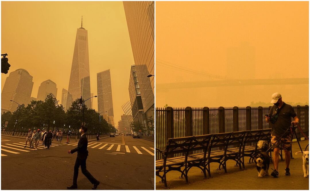 Nueva York bajo el humo por incendios forestales en Canadá. Fotos (ANGELA WEISS / AFP)