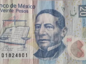 Piden hasta $7 millones de pesos por este billete de $20 de Benito Juárez