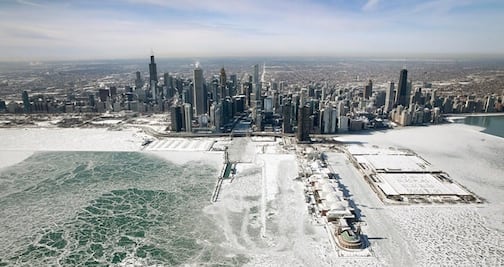 Las impactantes imágenes del Lago Michigan congelado