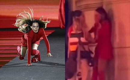 Captan a Belinda llorando tras su aparatosa caída en el desfile de L'Oréal en París. VIDEO  