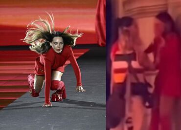 Captan a Belinda llorando tras su aparatosa caída en el desfile de L'Oréal en París. VIDEO