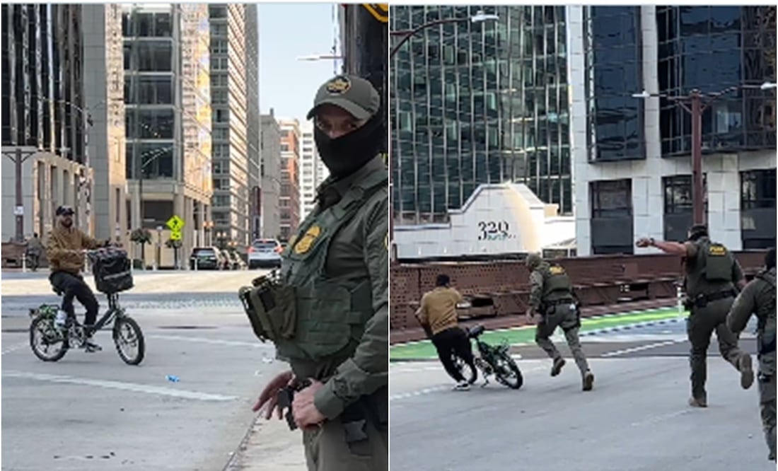 Persecución fallida: ciclista burla a agentes del ICE en Chicago Foto: Captura de video / X