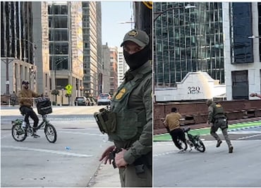 Ciclista burla a seis agentes del ICE en Chicago; video de escapada se vuelve viral