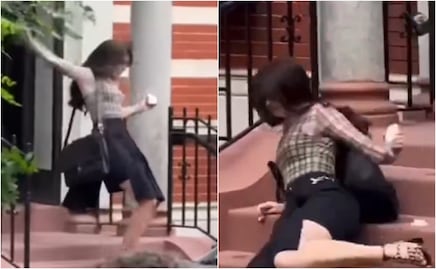 Tacones traicionan a Anne Hathaway en rodaje de “El diablo viste a la moda”: captan aparatosa caída y su reacción se hace viral. VIDEO