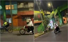 Graban ataque a ciclista en Iztacalco; motociclistas se burlan y provocan que choque contra un puente