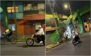 Graban ataque a ciclista en Iztacalco; motociclistas se burlan y provocan que choque contra un puente