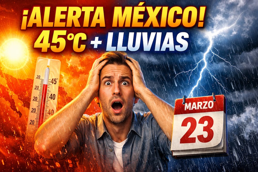 ¡Alerta! Lluvias extremas y calor de hasta 45°C golpean a México hoy 23 de marzo. Foto IA
