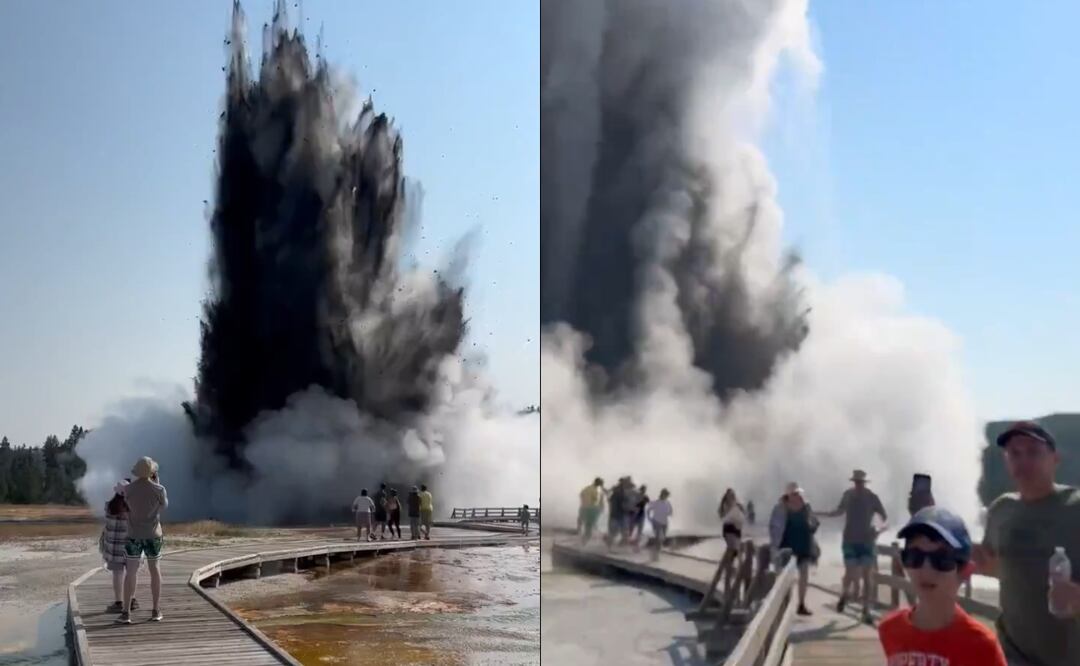 Potente explosión en Yellowstone obliga a visitantes a salir corriendo. VIDEO. Foto: Tomada de Twitter @SkyAlertMx