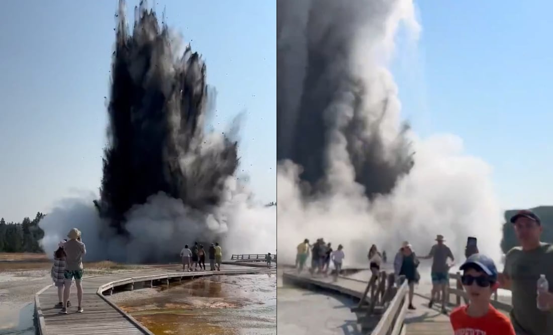 Potente explosión en Yellowstone obliga a visitantes a salir corriendo. VIDEO. Foto: Tomada de Twitter @SkyAlertMx
