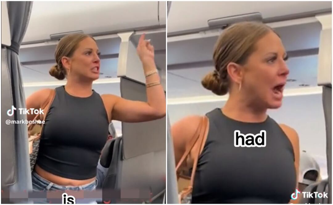 ︎Video viral: mujer ‘enloqueció’ en pleno avión al afirmar que había un pasajero ‘imaginario. Fotos tomadas de video