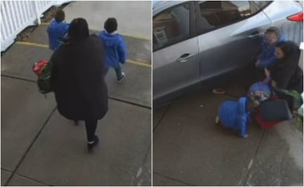 Sobreviven de milagro: conductora ebria embiste a madre y niños a fuera de un preescolar. VIDEO