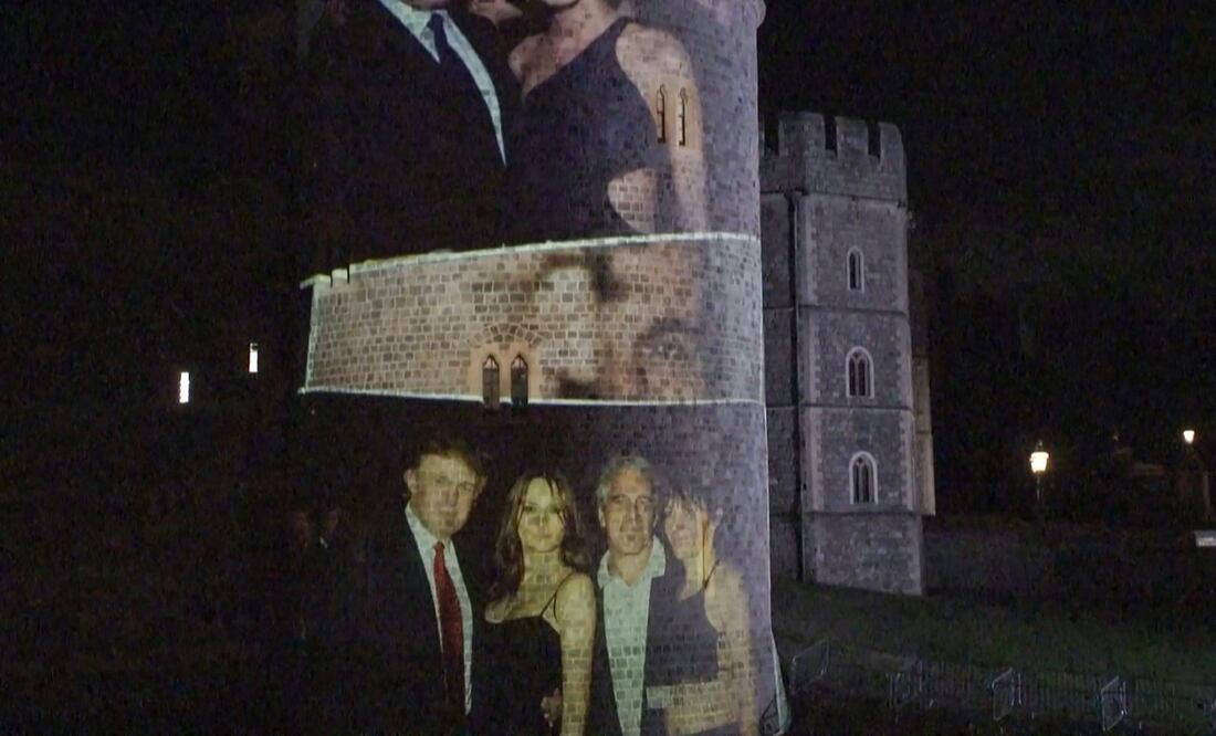 Escándalo visual en Windsor: proyectan imágenes de Trump y Epstein ante la realeza británica. Foto: Lena VOELK / AFP