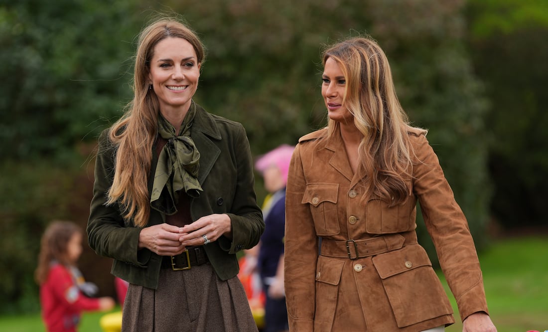 Melania Trump y Kate Middleton son el epítome de la moda; lucen en looks combinados en encuentro con scouts. Foto: AP