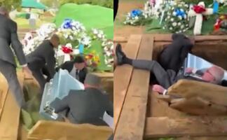 Tragedia en velorio de Filadelfia: Familiares quedan atrapados bajo el ataúd tras colapso de plataforma. VIDEO