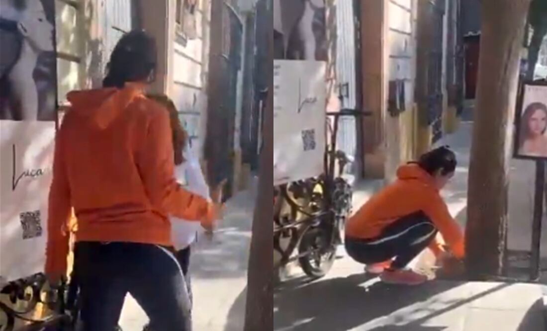 Venezolana prohíbe el paso de mexicanos por su negocio en Oaxaca; la apodan “Lady banquetas”. Foto: Captura redes sociales