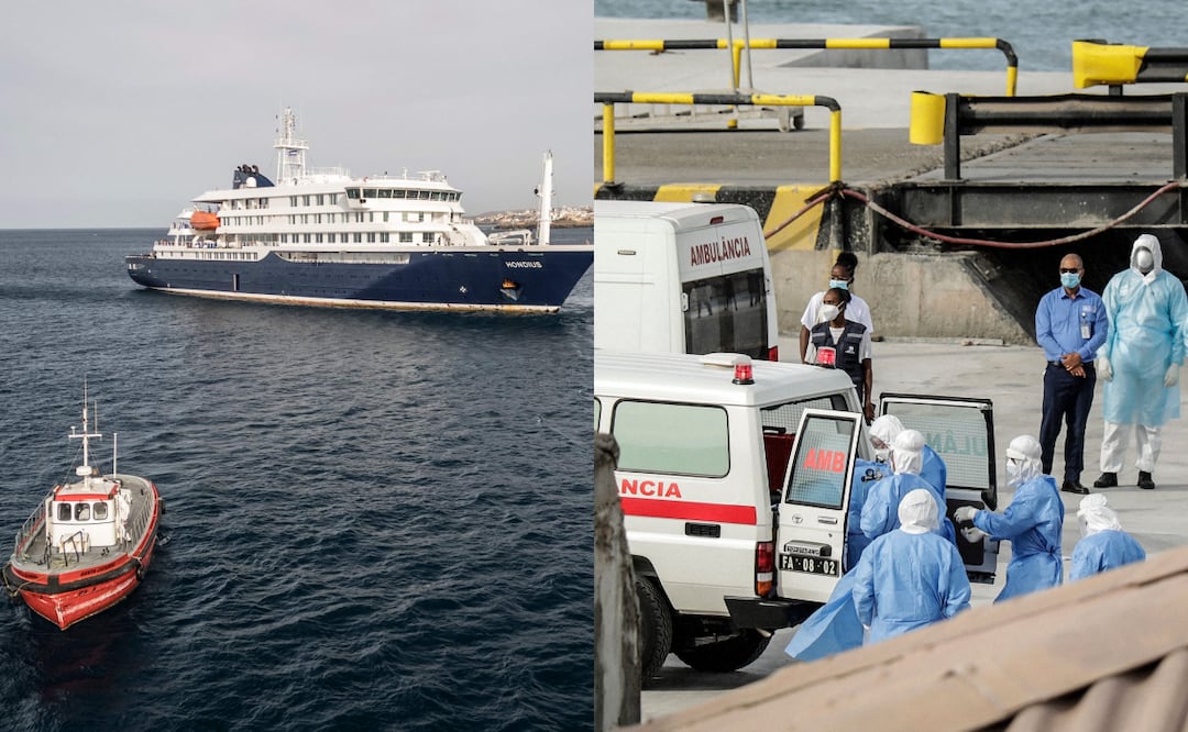 Crucero con brote mortal de hantavirus navega hacia Canarias con 150 pasajeros aislados. Foto: AFP